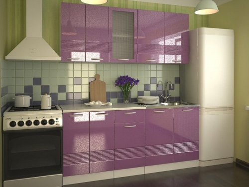 Кухонный гарнитур Волна фиолетовый металлик 1800